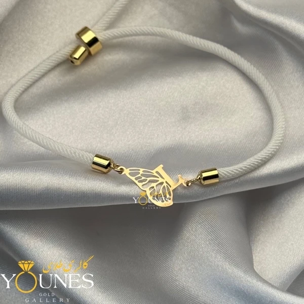 دستبند حروف اسم L پروانه ای طلا لیزری